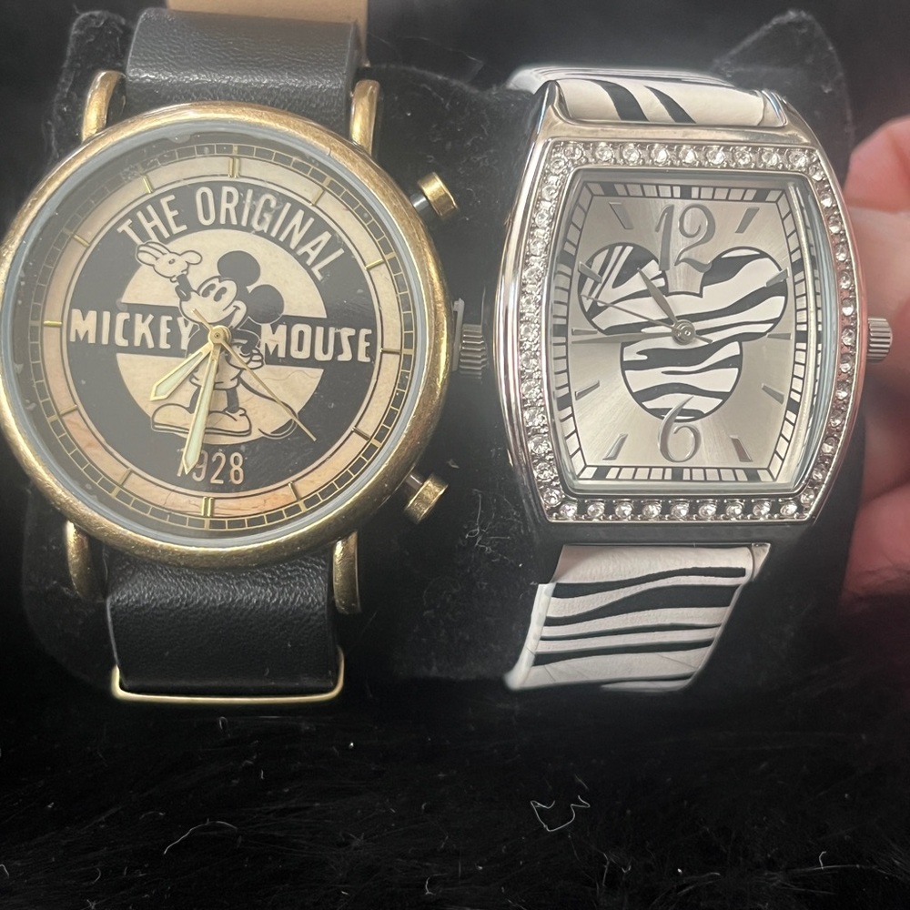 Disney lovers 2 pack ! Mickey Mouse Black and Gold Watch and zebra striped.